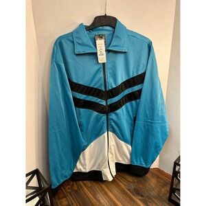 Fort De Fashion Track Jacket Mens XL Full Zip‎ Blue Black White 1980's Retro